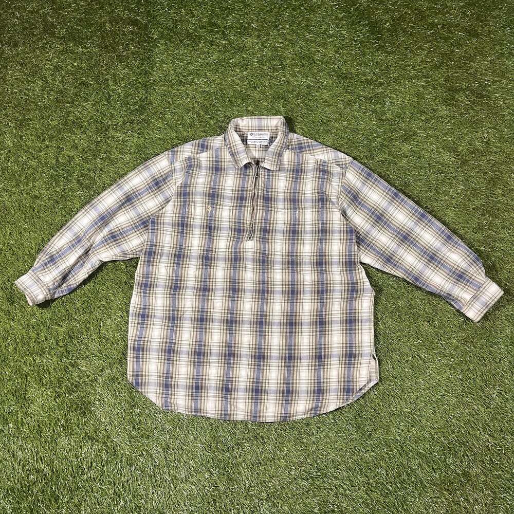 ColumbiaRugged Wear Plaid Shirt Mens 3XL Brown White Casual Work Farm Country